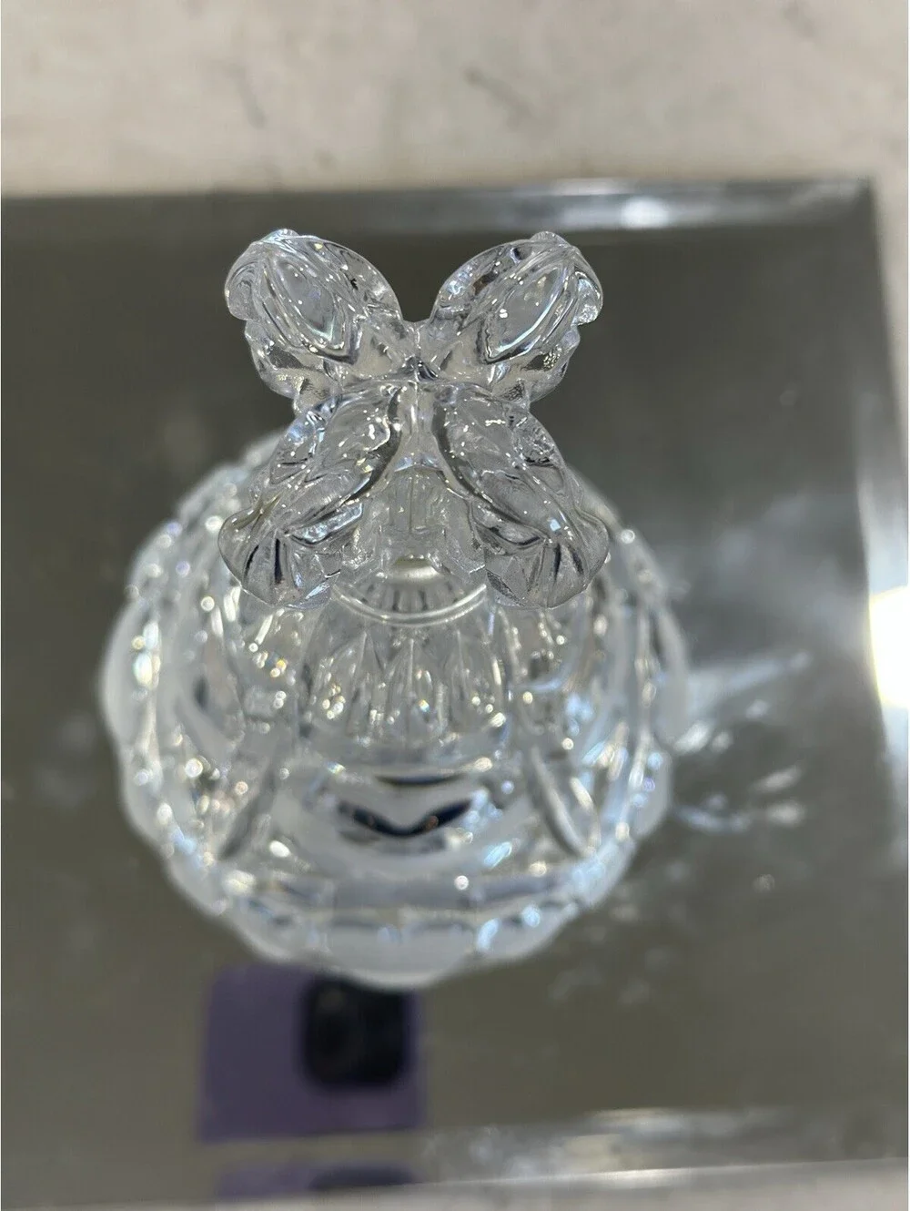 Vintage Hofbauer Lead Crystal Bell Featuring A Distinct Frosted Heart  7